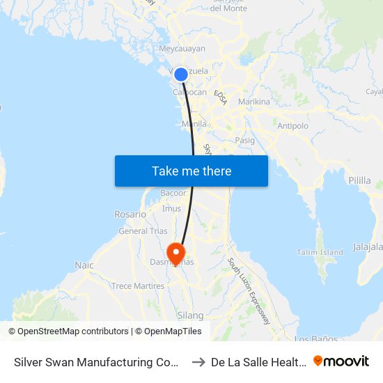 Silver Swan Manufacturing Company, M. D Del Pilar, Malabon City to De La Salle Health Sciences Institute map
