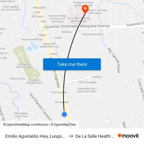 Emilio Aguinaldo Hwy, Lungsod Ng Dasmariñas, Manila to De La Salle Health Sciences Institute map