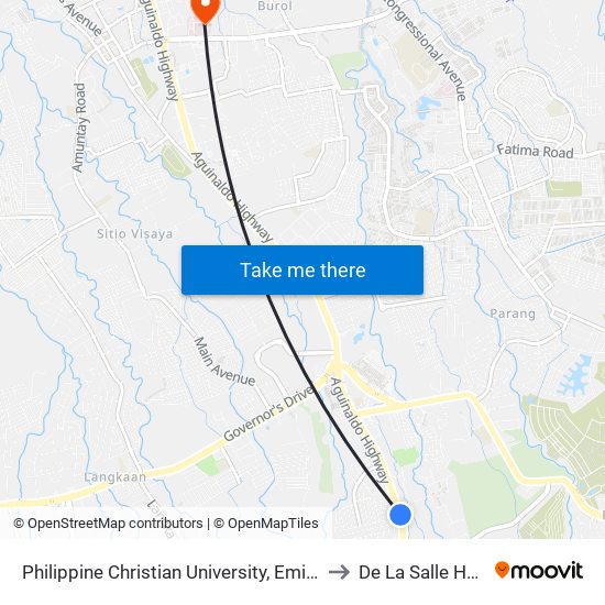 Philippine Christian University, Emilio Aguinaldo Hwy, Lungsod Ng Dasmariñas, Manila to De La Salle Health Sciences Institute map