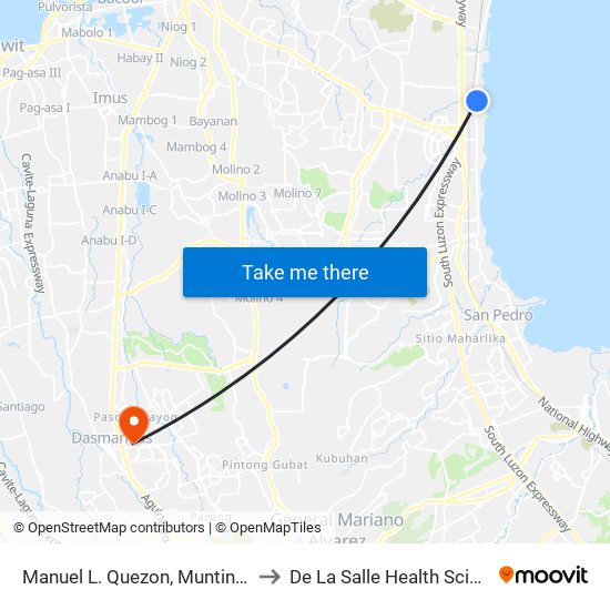Manuel L. Quezon, Muntinlupa City, Manila to De La Salle Health Sciences Institute map