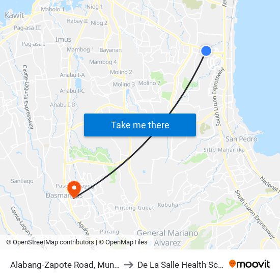 Alabang-Zapote Road, Muntinlupa City, Manila to De La Salle Health Sciences Institute map