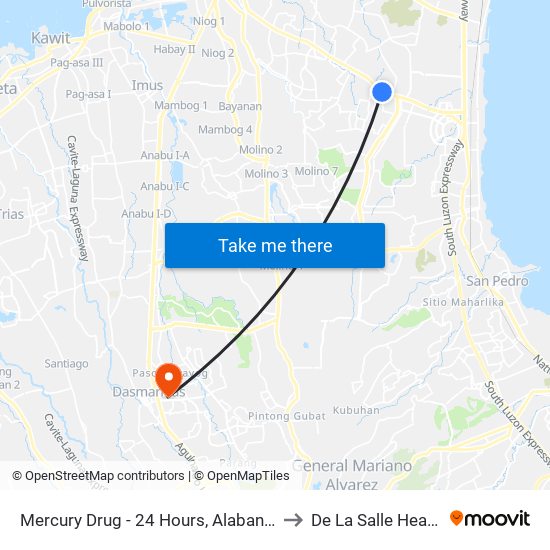 Mercury Drug - 24 Hours, Alabang-Zapote Road, Muntinlupa City, Manila to De La Salle Health Sciences Institute map