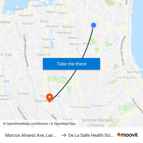Marcos Alvarez Ave, Las Piñas City, Manila to De La Salle Health Sciences Institute map