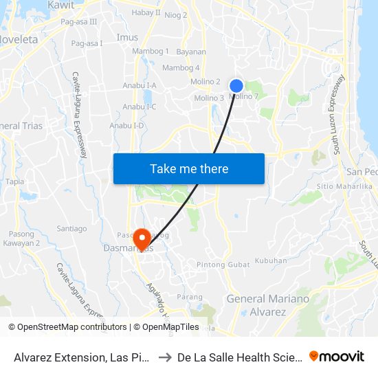 Alvarez Extension, Las Piñas City, Manila to De La Salle Health Sciences Institute map