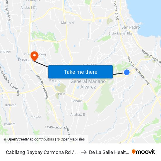 Cabilang Baybay Carmona Rd / Governor's Drive, Carmona, Manila to De La Salle Health Sciences Institute map