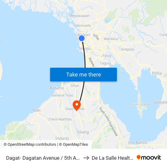 Dagat- Dagatan Avenue /  5th Avenue Intersection, Caloocan City to De La Salle Health Sciences Institute map