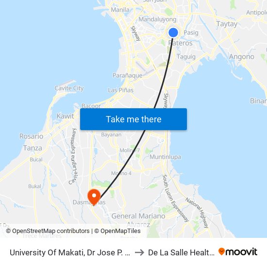 University Of Makati, Dr Jose P. Rizal Extension, Makati City, Manila to De La Salle Health Sciences Institute map