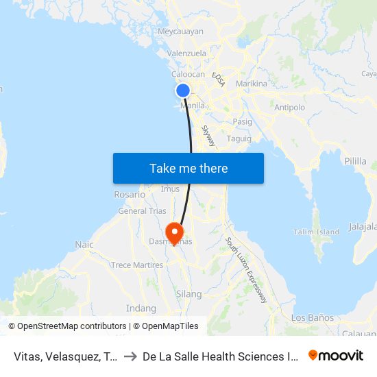 Vitas, Velasquez, Tondo to De La Salle Health Sciences Institute map