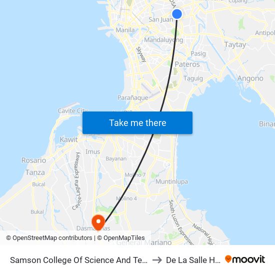 Samson College Of Science And Technology, Epifanio De Los Santos Av, Quezon City, Manila to De La Salle Health Sciences Institute map
