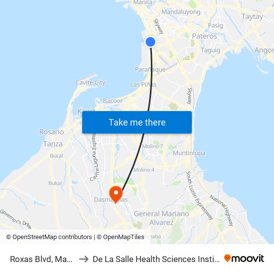 Roxas Blvd, Manila to De La Salle Health Sciences Institute map