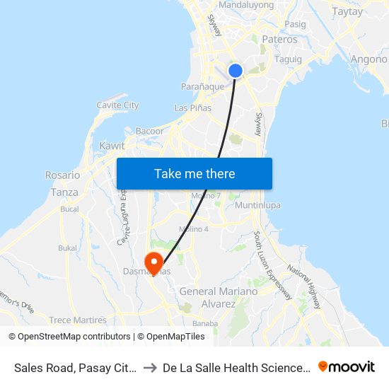 Sales Road, Pasay City, Manila to De La Salle Health Sciences Institute map