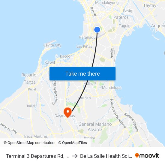 Terminal 3 Departures Rd, Pasay City, Manila to De La Salle Health Sciences Institute map