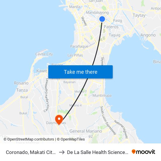 Coronado, Makati City, Manila to De La Salle Health Sciences Institute map