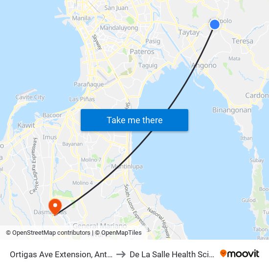 Ortigas Ave Extension, Antipolo City, Manila to De La Salle Health Sciences Institute map