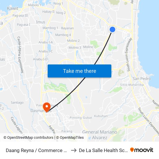 Daang Reyna / Commerce Ave, Montinlupa City to De La Salle Health Sciences Institute map