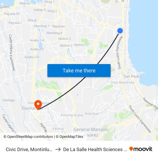 Civic Drive, Montinlupa City to De La Salle Health Sciences Institute map