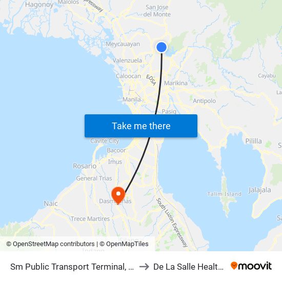 Sm Public Transport Terminal, Regalado Highway, Quezon City to De La Salle Health Sciences Institute map