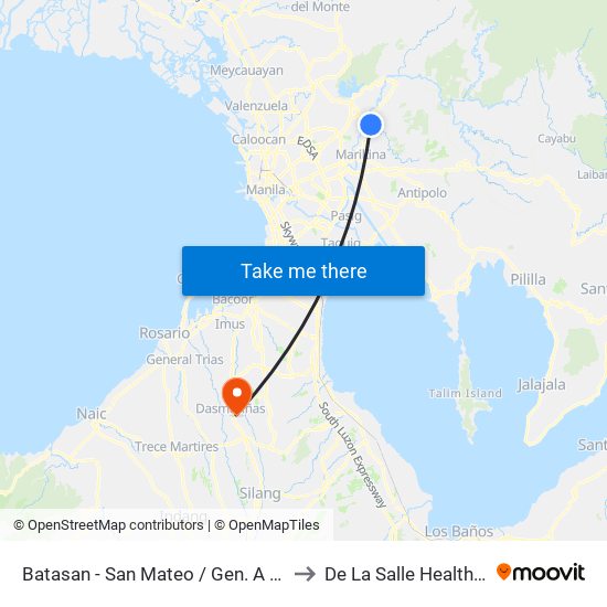 Batasan - San Mateo / Gen. A Luna Intersection, San Mateo to De La Salle Health Sciences Institute map