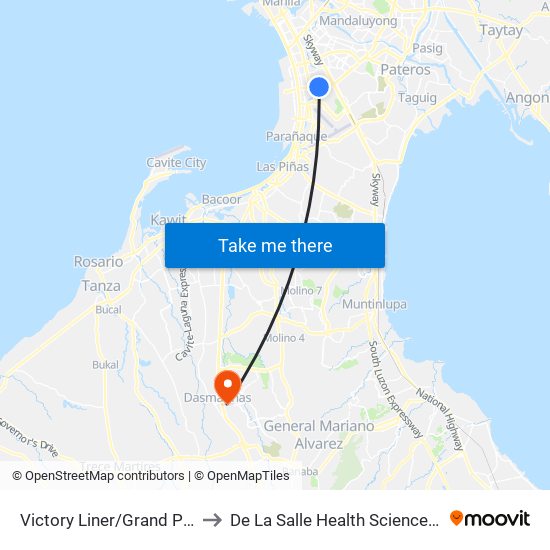 Victory Liner/Grand Prix Hotel to De La Salle Health Sciences Institute map