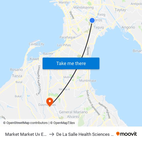 Market Market Uv Express to De La Salle Health Sciences Institute map