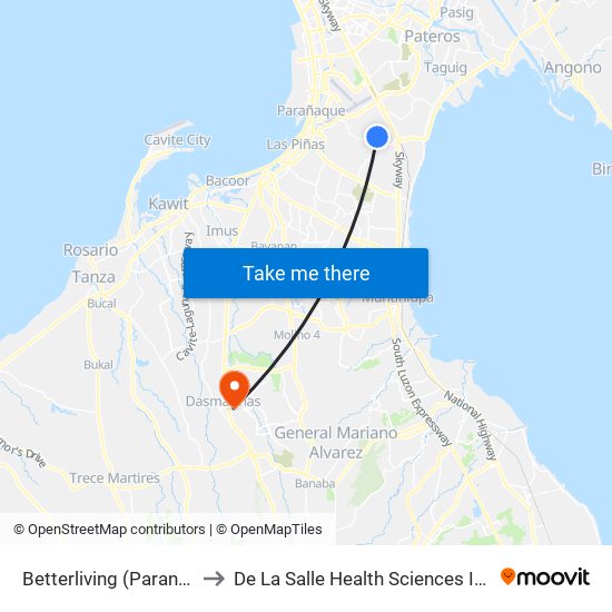 Betterliving (Paranaque) to De La Salle Health Sciences Institute map