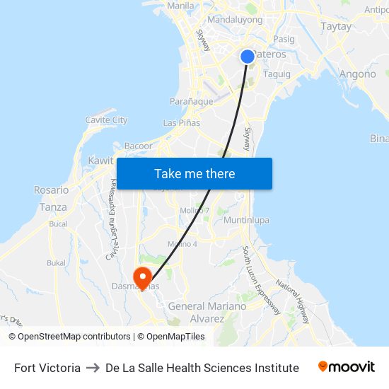 Fort Victoria to De La Salle Health Sciences Institute map