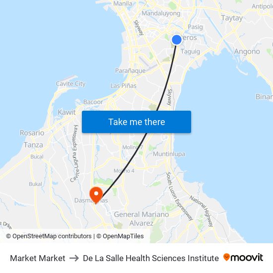 Market Market to De La Salle Health Sciences Institute map