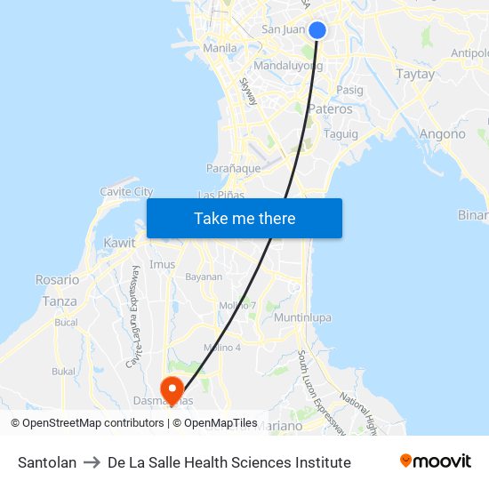 Santolan to De La Salle Health Sciences Institute map