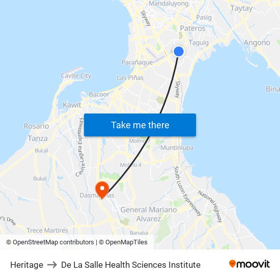 Heritage to De La Salle Health Sciences Institute map
