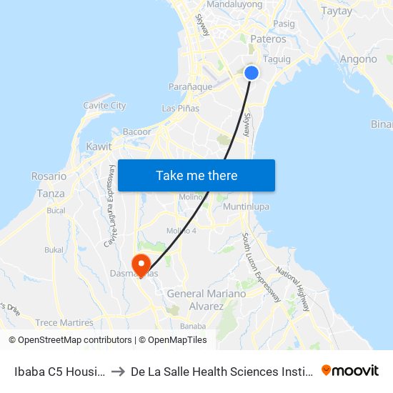 Ibaba C5 Housing to De La Salle Health Sciences Institute map