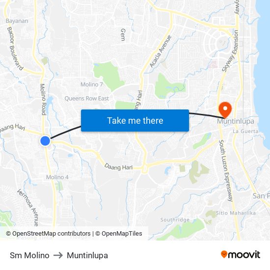 Sm Molino to Muntinlupa map