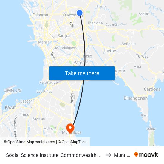 Social Science Institute, Commonwealth Avenue, Quezon City to Muntinlupa map