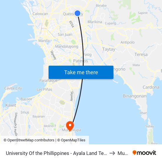 University Of the Phillippines - Ayala Land Technohub, Commonwealth Avenue, Quezon City to Muntinlupa map