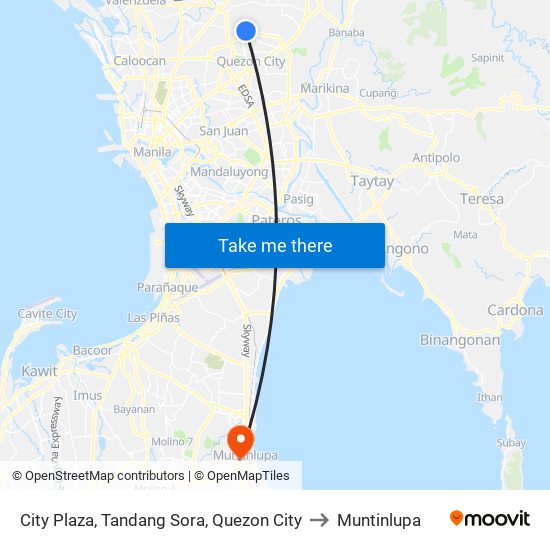 City Plaza, Tandang Sora, Quezon City to Muntinlupa map