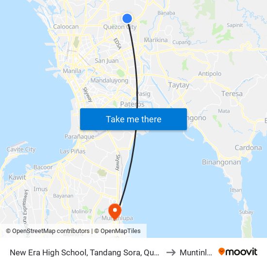 New Era High School, Tandang Sora, Quezon City to Muntinlupa map