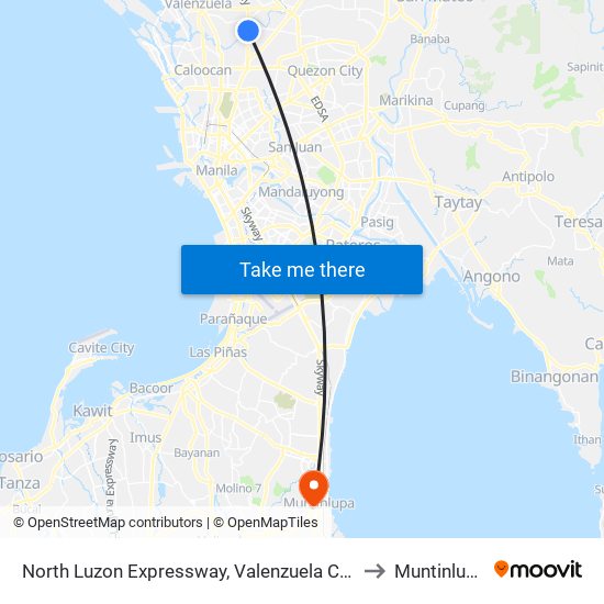 North Luzon Expressway, Valenzuela City to Muntinlupa map