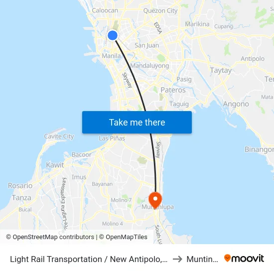 Light Rail Transportation / New Antipolo, Quezon City to Muntinlupa map