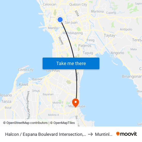 Halcon / Espana Boulevard Intersection, Manila to Muntinlupa map