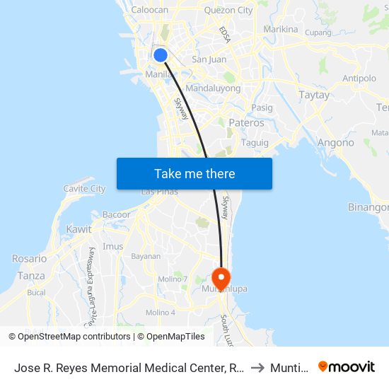 Jose R. Reyes Memorial Medical Center, Rizal Avenue, Manila to Muntinlupa map