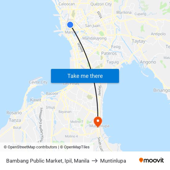 Bambang Public Market, Ipil, Manila to Muntinlupa map