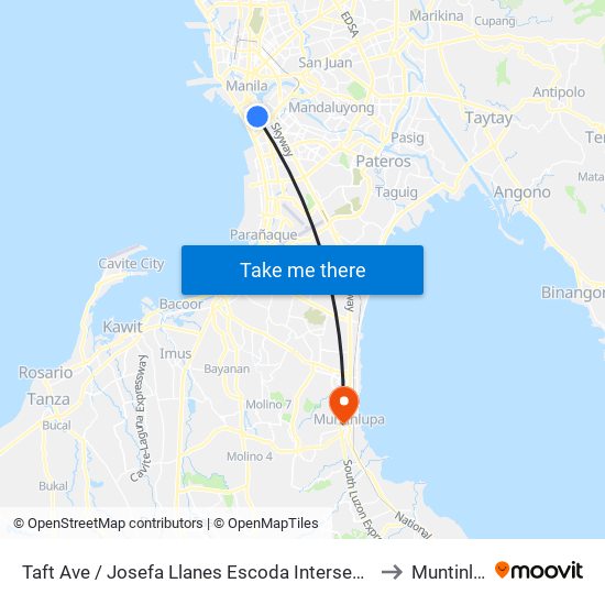 Taft Ave / Josefa Llanes Escoda Intersection, Manila to Muntinlupa map