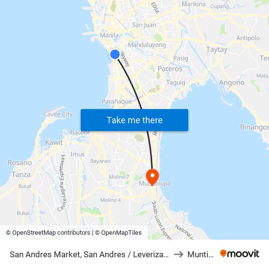 San Andres Market, San Andres / Leveriza Intersection, Manila to Muntinlupa map