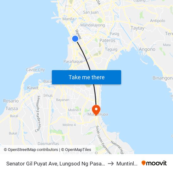 Senator Gil Puyat Ave, Lungsod Ng Pasay, Manila to Muntinlupa map