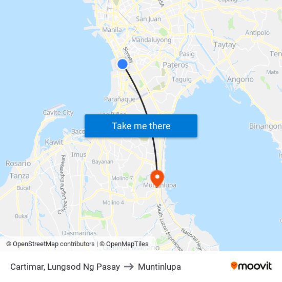 Cartimar, Lungsod Ng Pasay to Muntinlupa map