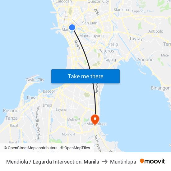Mendiola / Legarda Intersection, Manila to Muntinlupa map