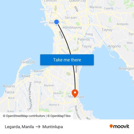 Legarda, Manila to Muntinlupa map