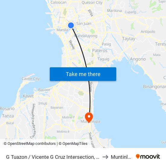 G Tuazon / Vicente G Cruz Intersection, Manila to Muntinlupa map