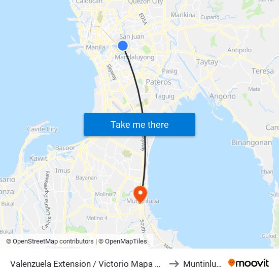 Valenzuela Extension / Victorio Mapa Blvd to Muntinlupa map