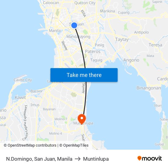 N.Domingo,  San Juan, Manila to Muntinlupa map