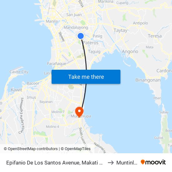 Epifanio De Los Santos Avenue, Makati City, Manila to Muntinlupa map